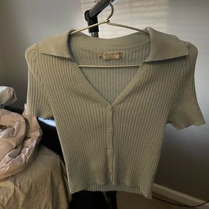 cute baby blue collared knit top